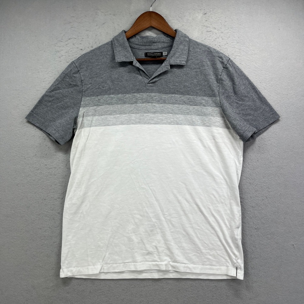 Banana Republic Polo Shirt Mens Large Gray Luxury Touch Performance Preppy Golf